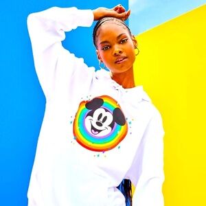 Disney Mickey Mouse Pride Collection Rainbow Hoodie Sweatshirt Size Large